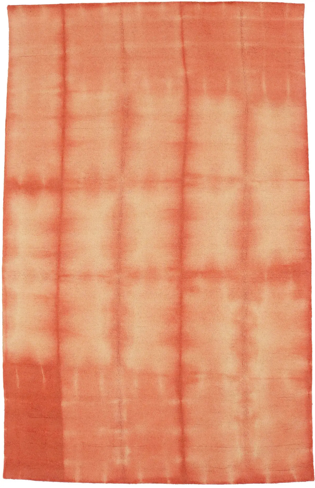 Coral Red Hand-Tufted Rug Modern Tie-Dye Pattern 5X8 Girls Room Plush Carpet