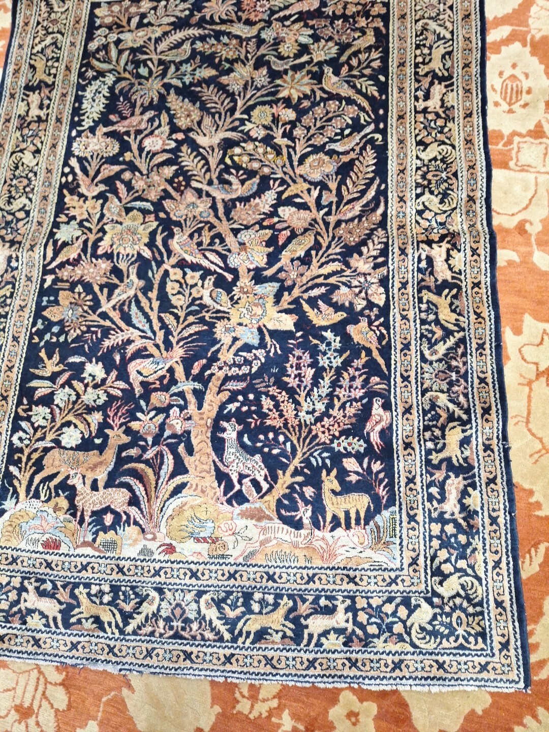 All Silk Hand Knotted Oriental Rug 42″x 60″ Black