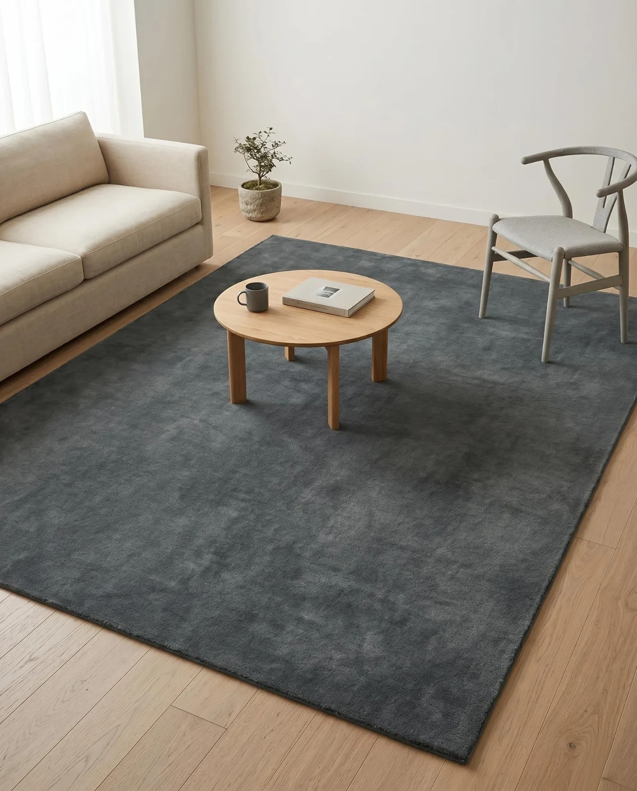 Hand Tufted Rug, Solid Slate Grey Handmade Wool Rug, Contemporary Carpets