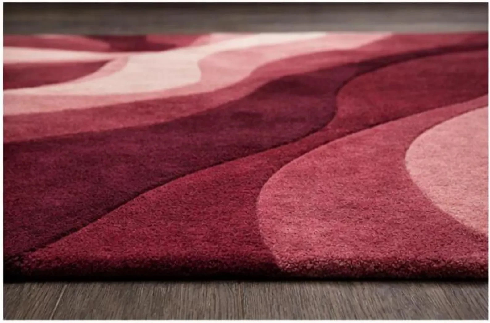Wine Abstract Hand Tufted Rug, Modern Wool Area Rug, Luxury Burgundy Pink Carpet