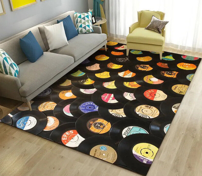 Vintage Vinyl Record Music Rug Album Area Rug Music room Carpet Baby Floor Mat