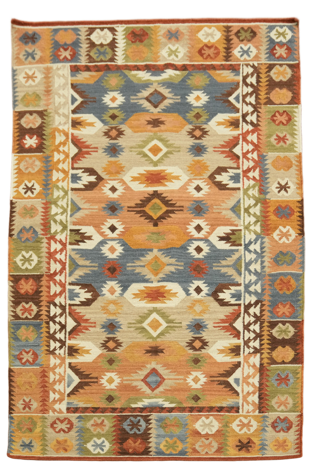 Earthy Hues Meet Traditional Motifs in 5×8 Modern Tribal Rug