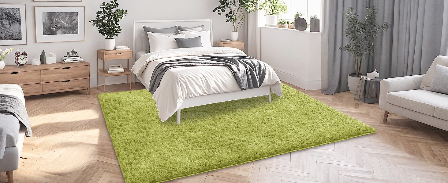 Blue Shag Area Rug for Bedroom, 4×6 Fluffy Shaggy Rugs for Living Room Boys Kids