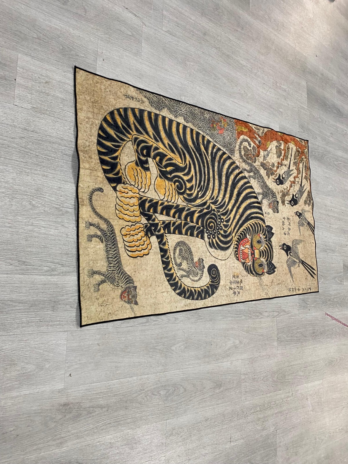 Korean Art, Asian Art, Korean Painting, Japanese Tiger Painting, Tiger Carpet, E