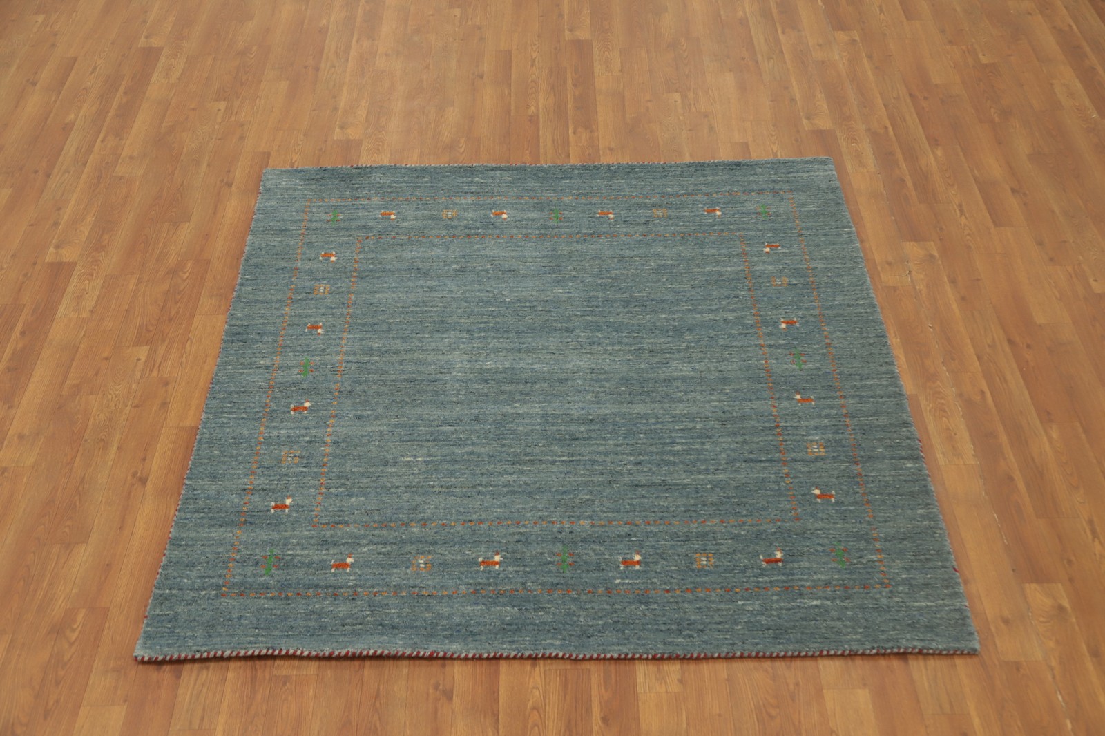 Stylish Handcrafted Tribal Style Square Rug 5×5 with a Minimalist Pattern Design