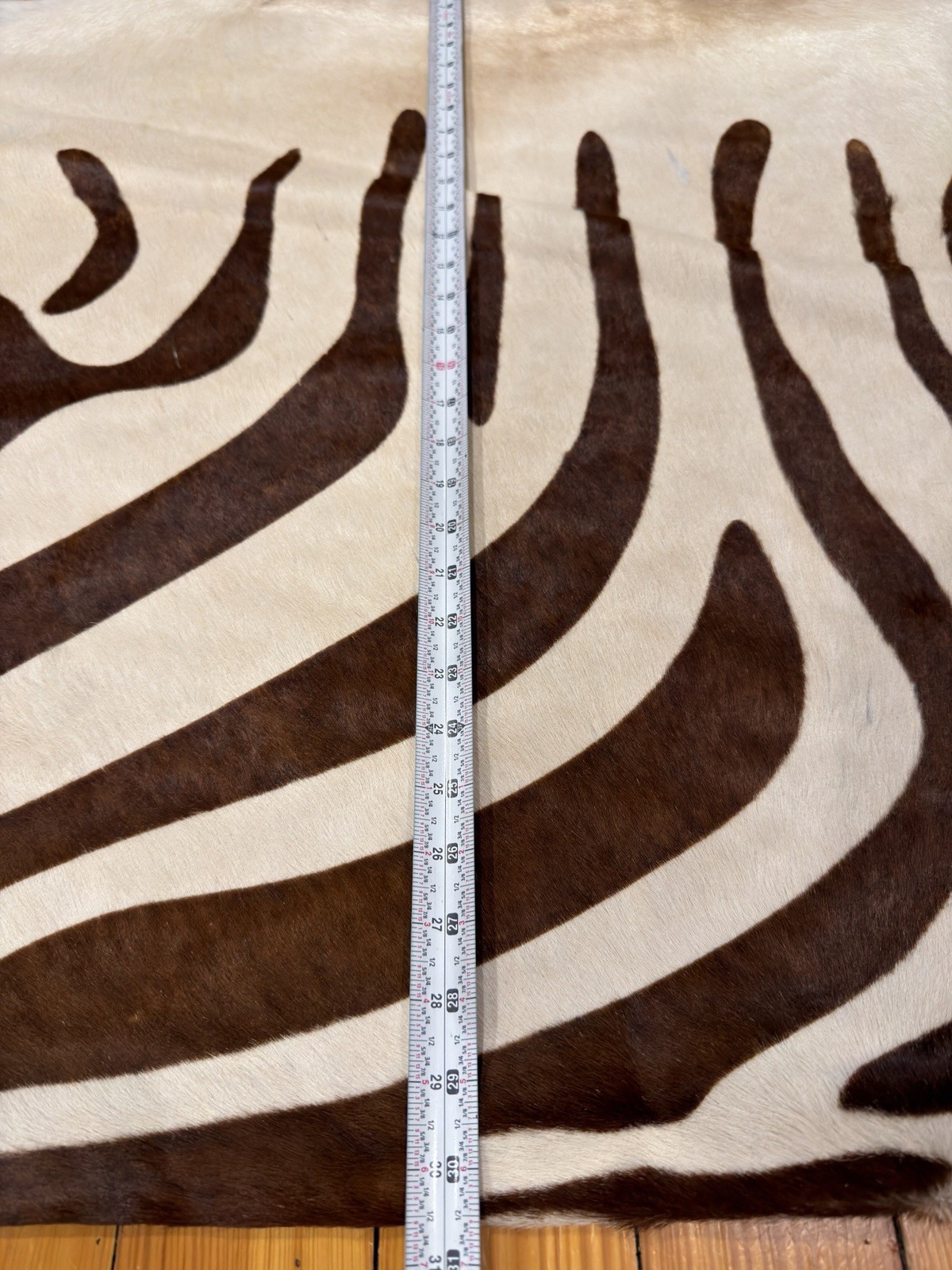 Linon Zebra Print On Cowhide Rug 77” X 30” Brazil EUC
