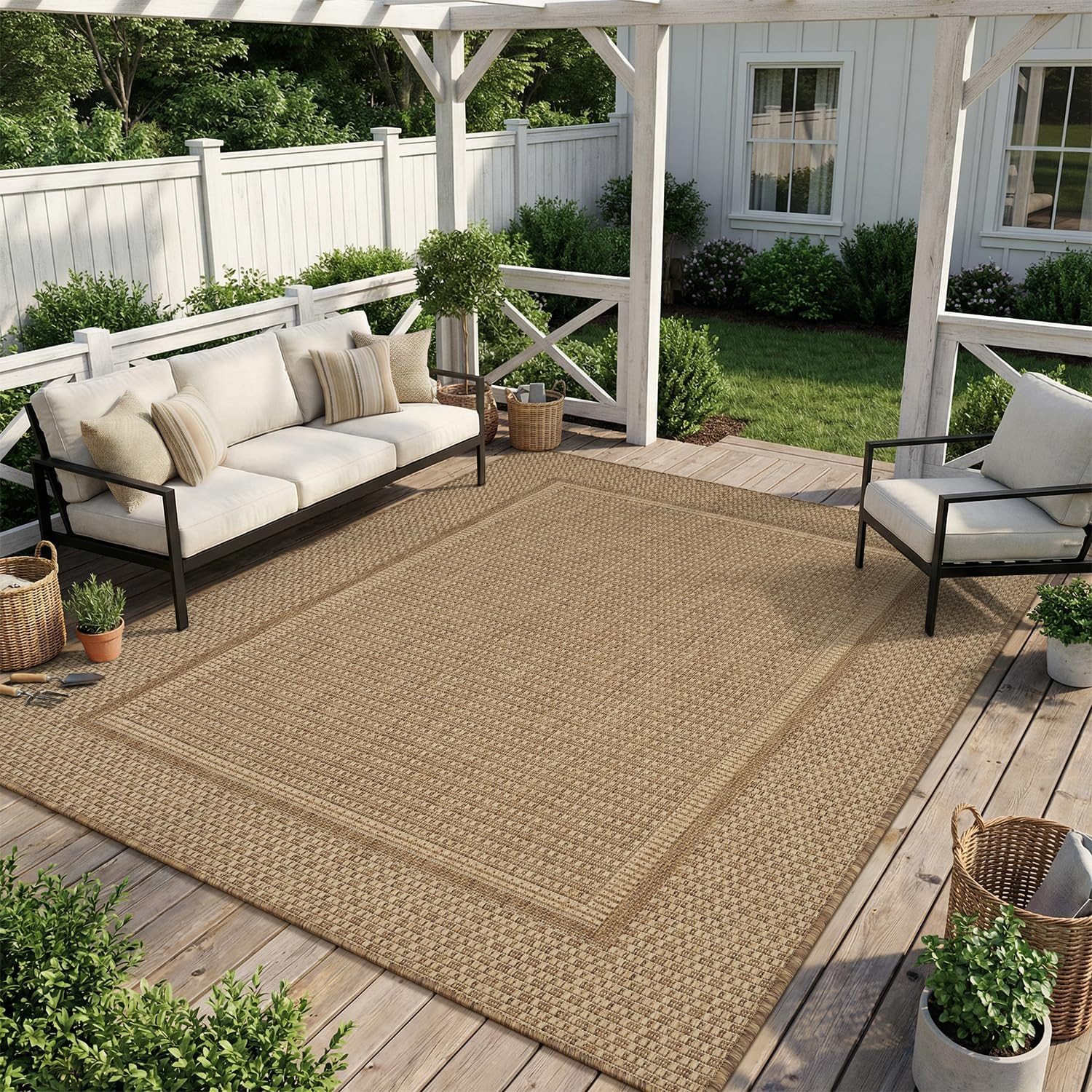 MontVoo-Outdoor Rug-Patio Rug 5×7 ft Polypropylene Indoor Outdoor Rugs Outdoor C