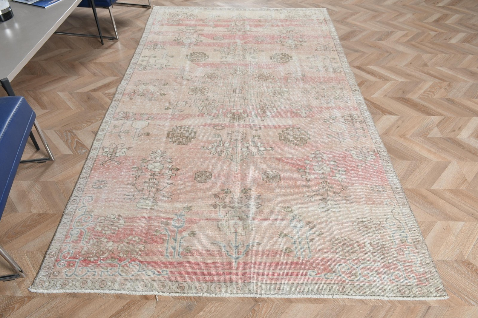 5,1×8,9 ft Turkish Rug, Vintage Large Rug, Red Gray Camouflage Rug