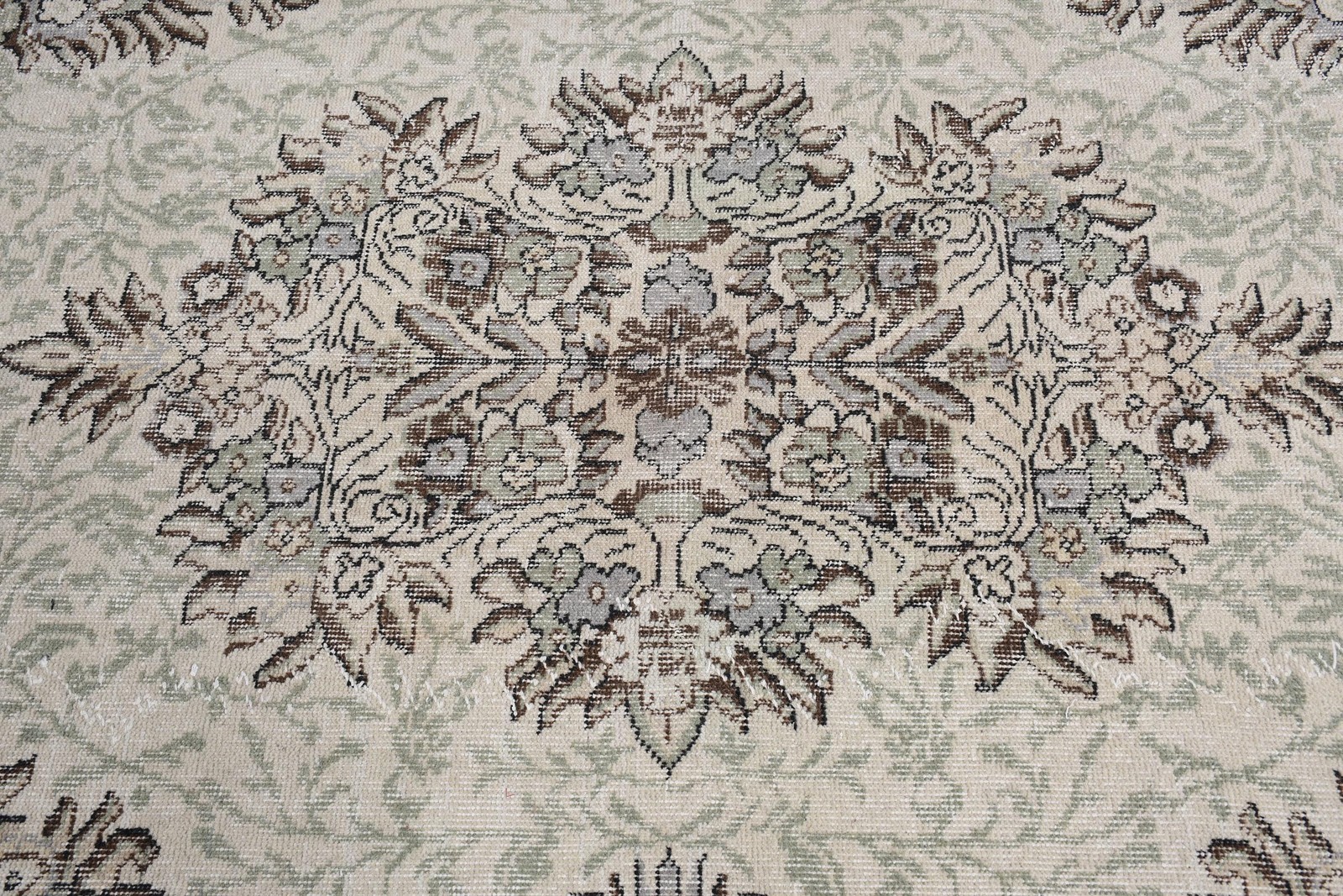 Turkish Vintage Rug, 5,8×9,4 ft Rug, Brown Gray Check Wool Rug