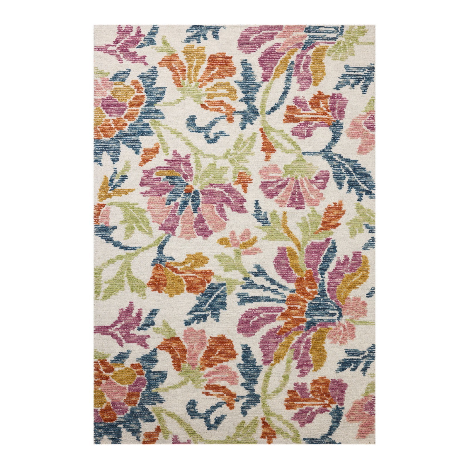 Hand Tufted New Zealand Wool Floral Rug Multicolour Modern Botanical Area Rug