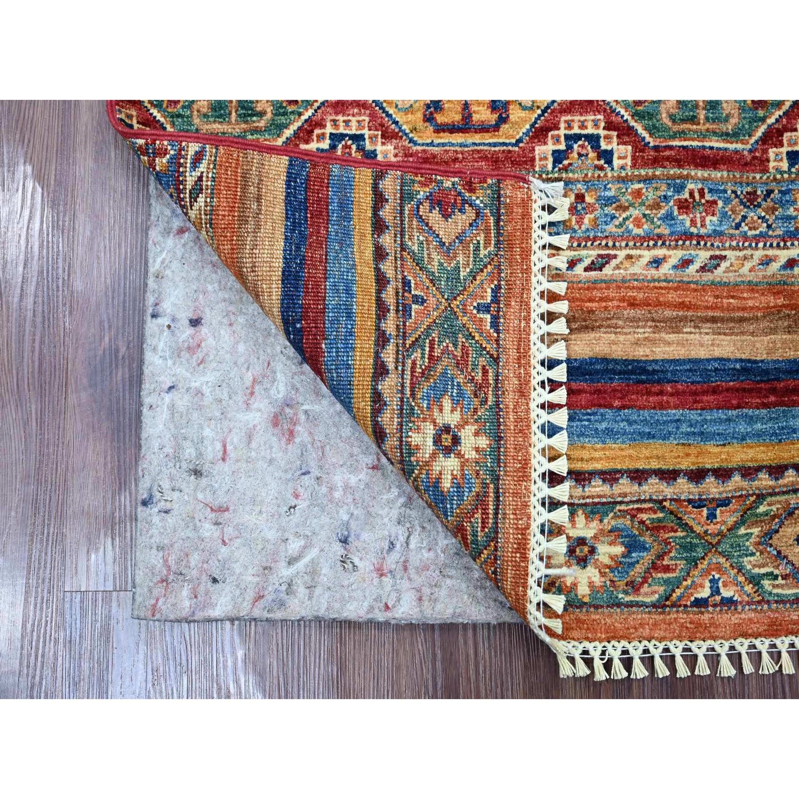 2’x3’1″ Colorful Afghan Super Kazak Hand Knotted Pure Wool Mat Rug 21729