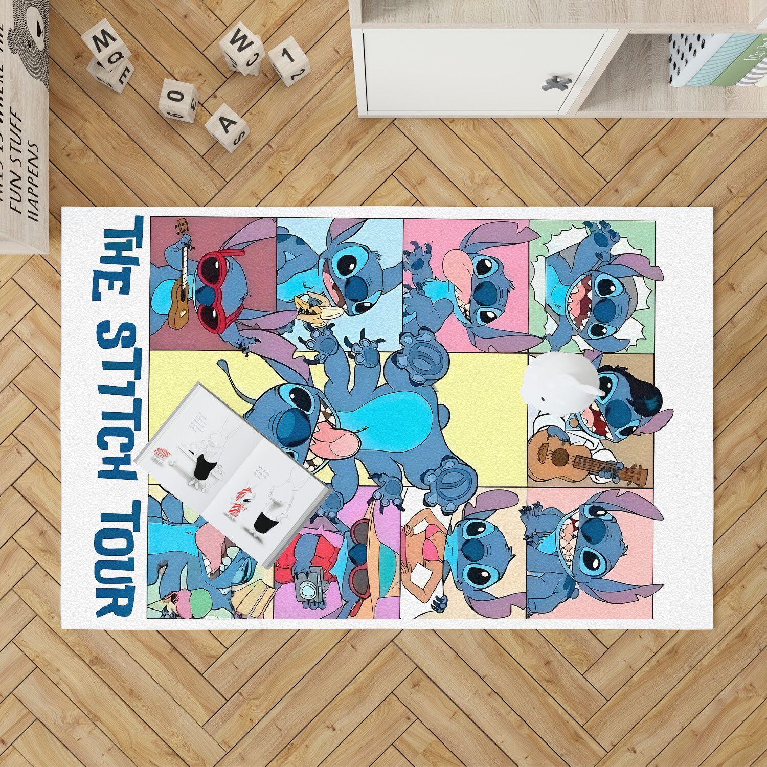 Lilo & Stitch The Stitch Tour Rug | Colorful Kids Bedroom Playroom Floor Mat