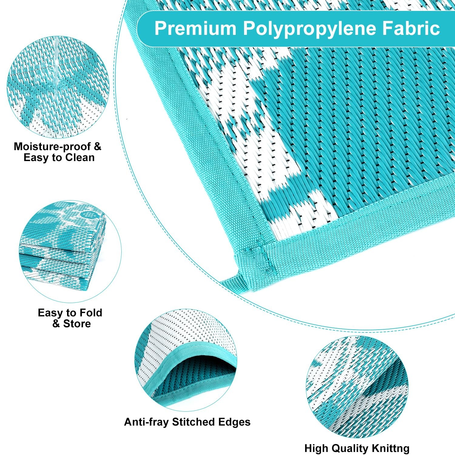 Outdoor Rug for Patio 5×8 ft Reversible Plastic Straw Patio Camping Rug, Flor…