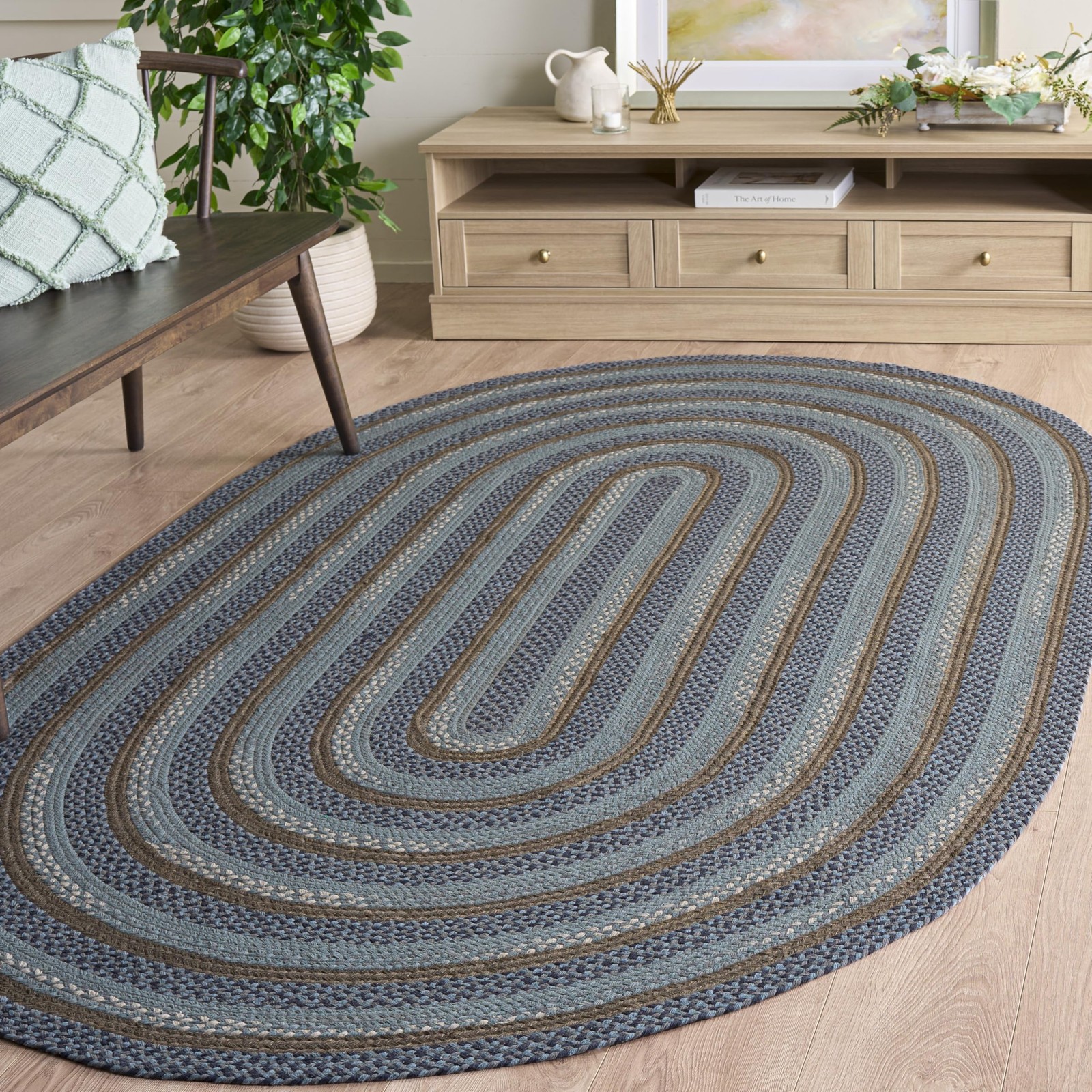 Braided Oval Rug 4×6, Blue & Grey BRD257M