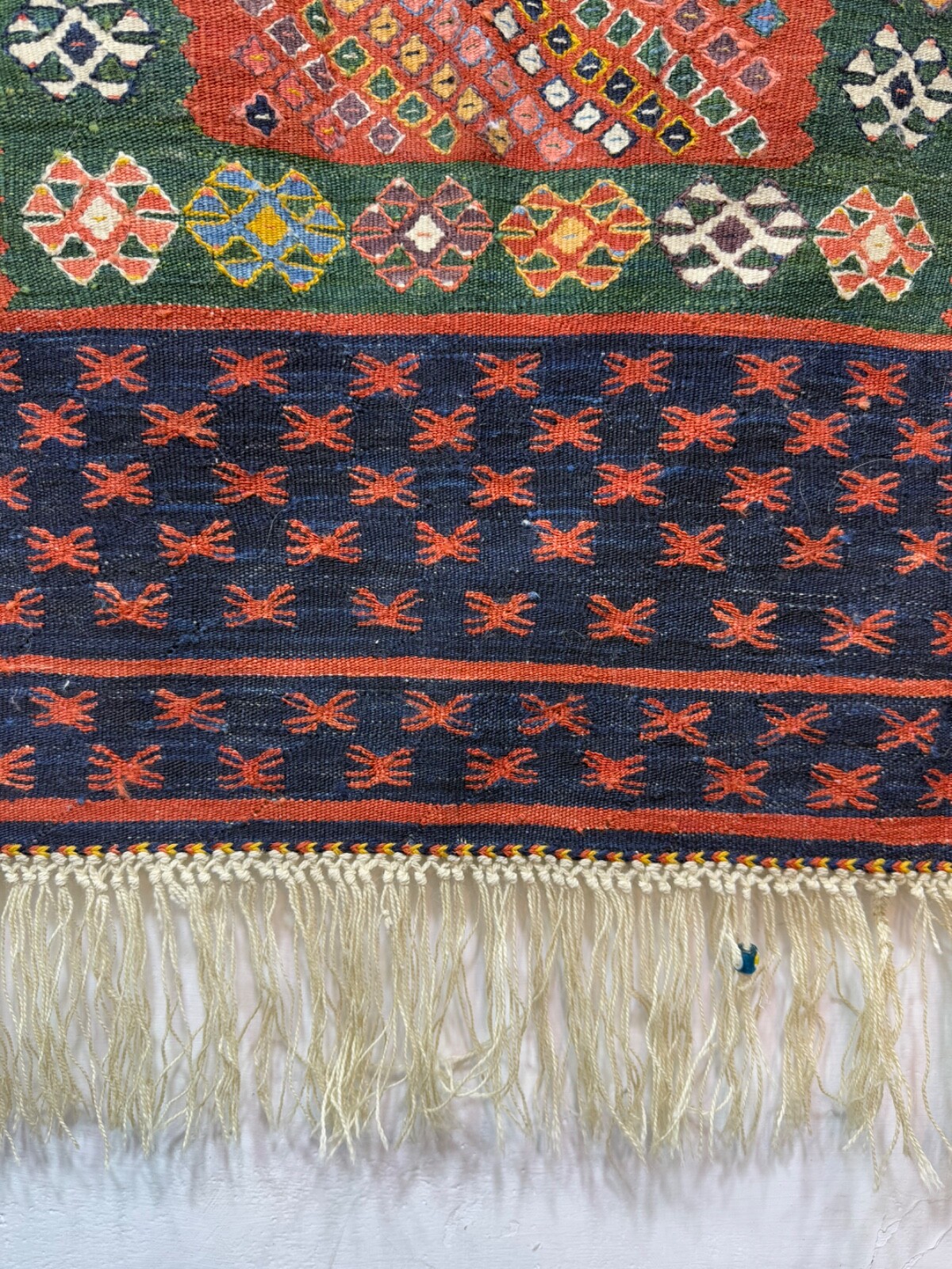 Vintage Beautiful Hand Woven Turkey Sofreh Style Wool Weaving Kilim Rug 106x99Cm