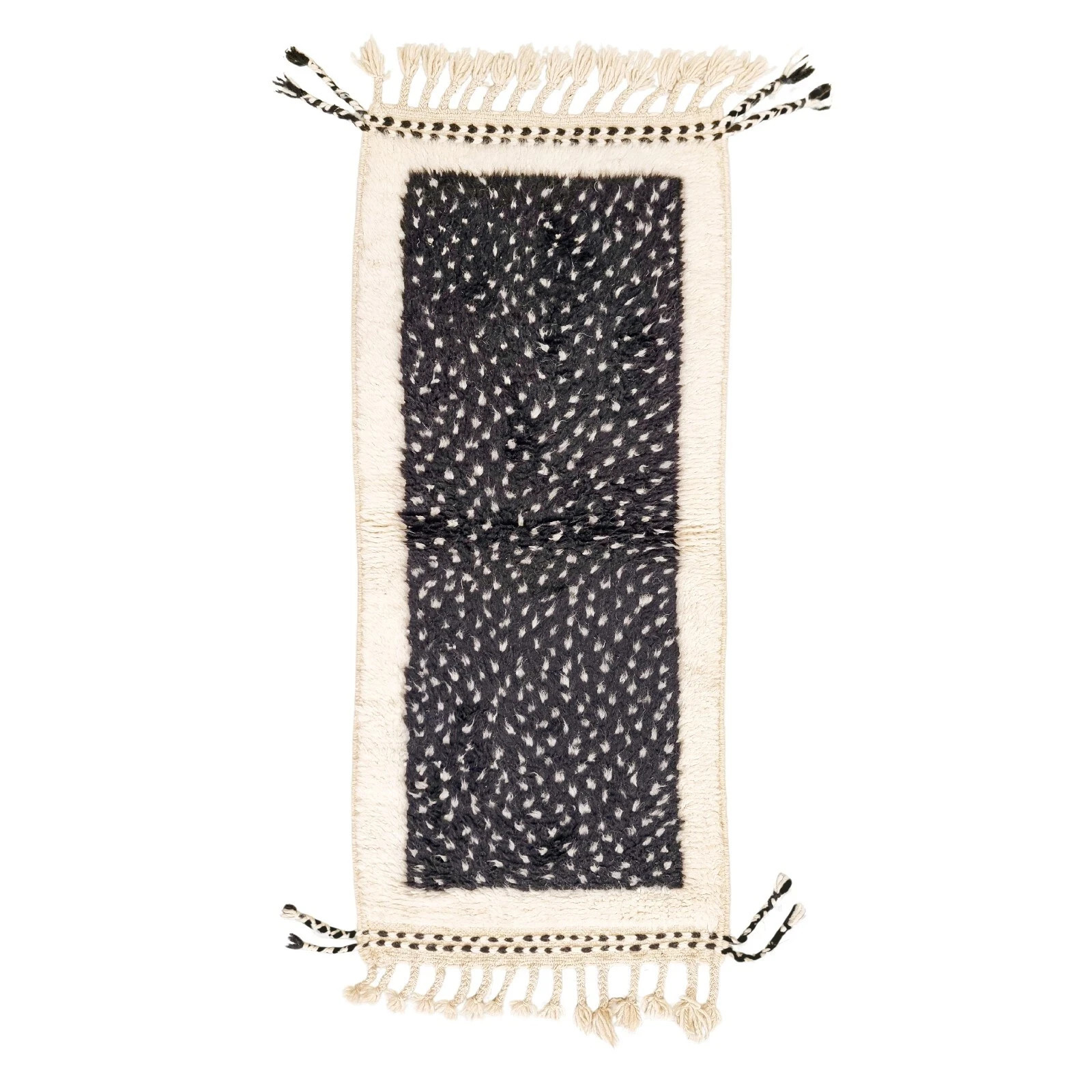 Luxury Color Black & White Moroccan Berber Wool Rug Handmade Design Carpet Rug