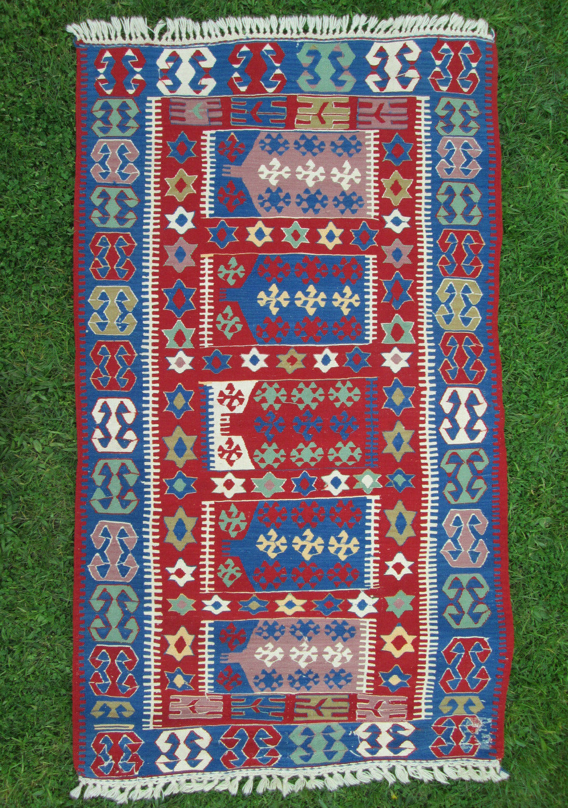 Traditional Tribal Kilim Wool Rug Flat Split Weave 45″ by 80″ Happiness Marriage