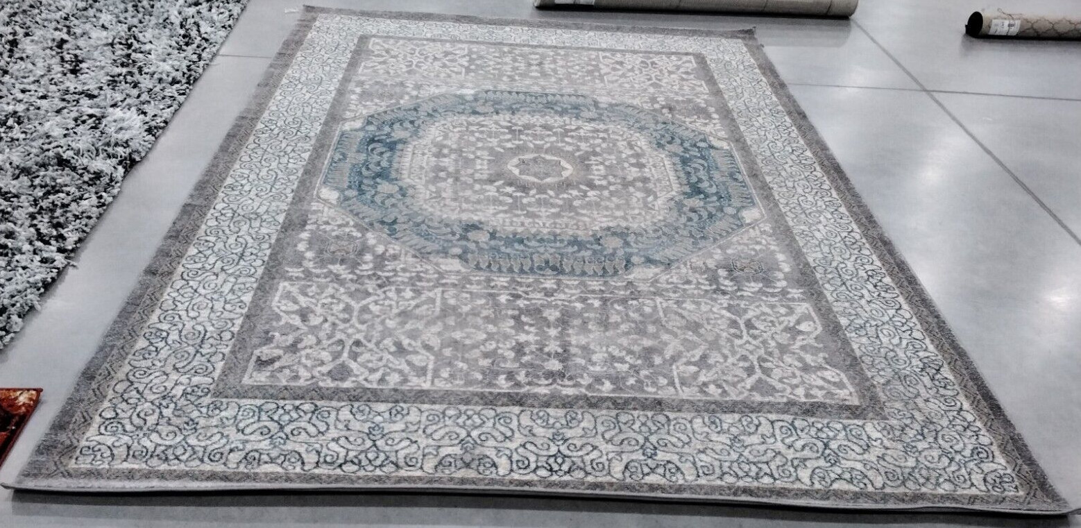 LT GREY / BLUE 8′ X 11′ Damaged Binding Rug, Reduced Price 1172736846 SOF365A-8