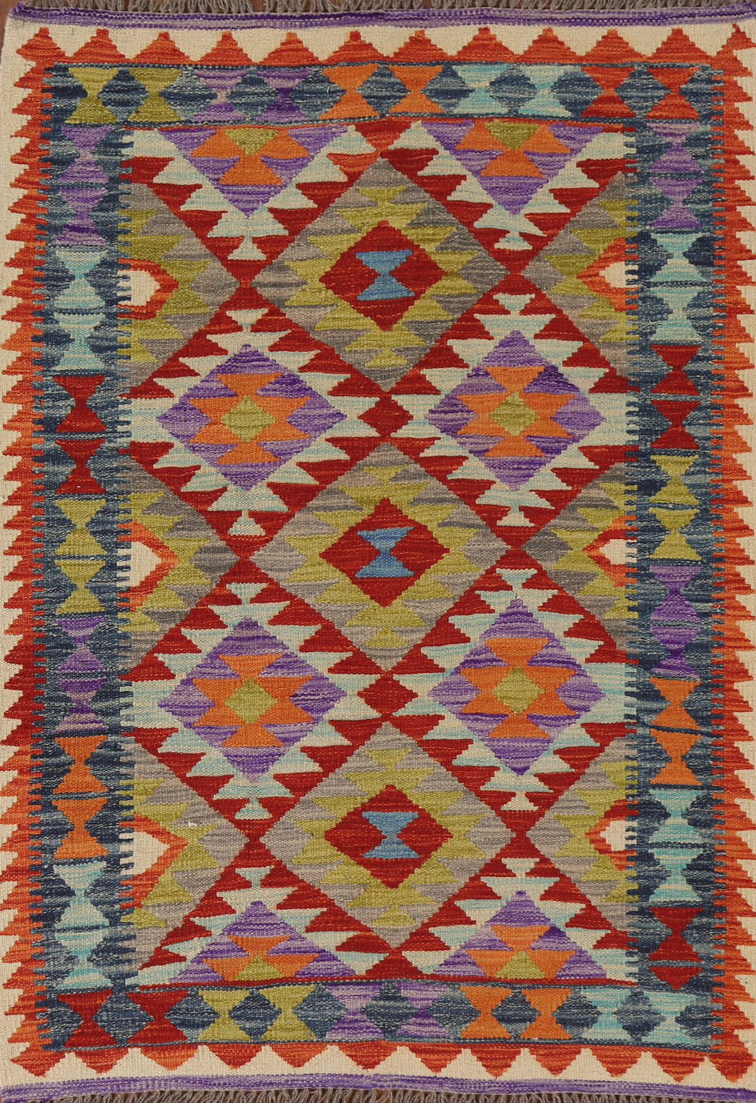 Colorful Kilim Rugs Rectangle Flatweave Pile Wool Kelim Carpets 3×5 ft