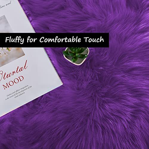 Small Rug 2×3 Rug Fluffy Rug Washable Faux Sheepskin 2X3 FT Rectangle Purple