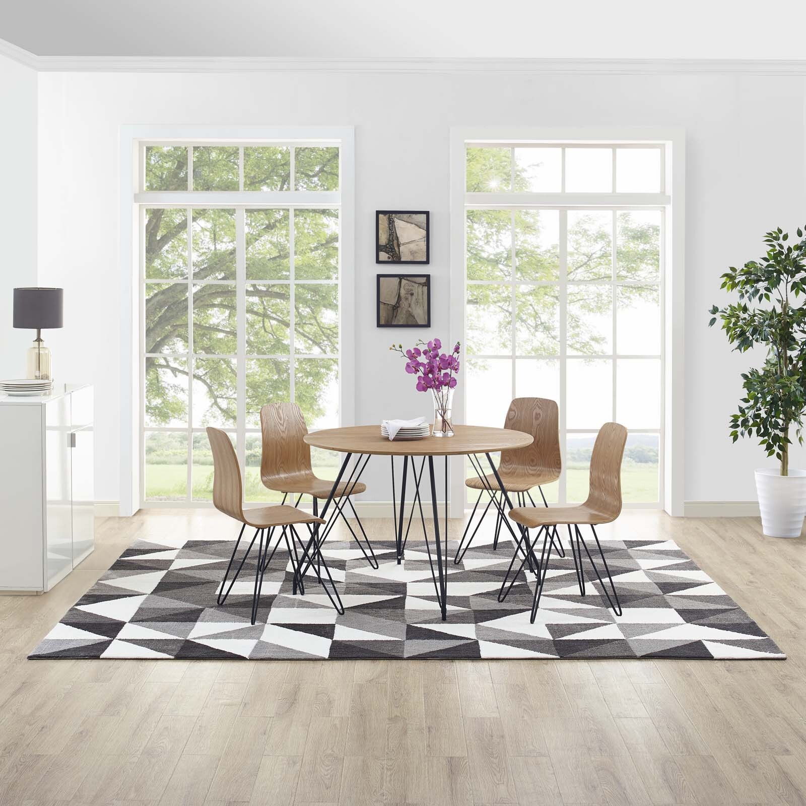 Modway Abstract Geometric Triangle Mosaic Black, Gray and White 8×10 Area Rug