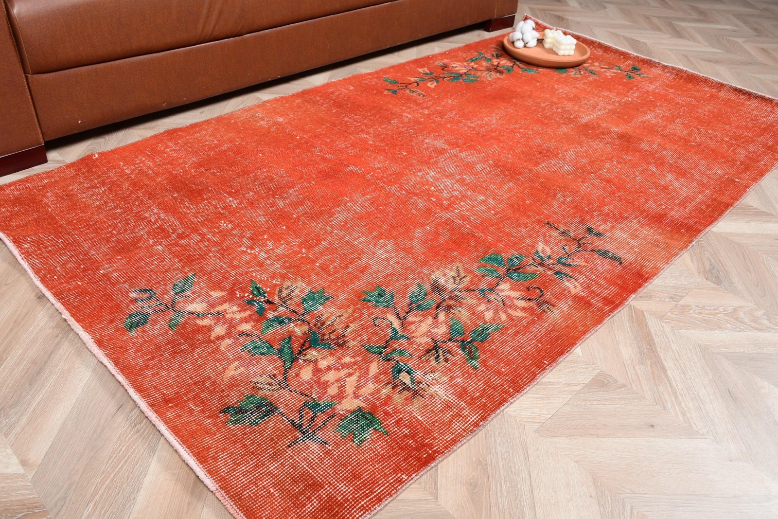 Turkish Area Rug 3,7×6,7 ft (114×204 cm), Red Handmade Vintage Rug