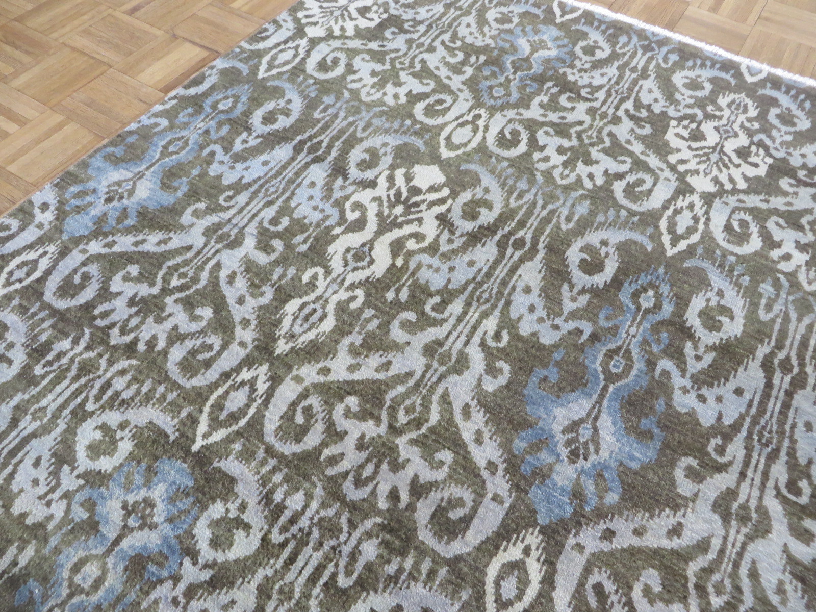 6 X 9’3 Hand Knotted Chocolate Brown Ikat Peshawar Oriental Rug G5213