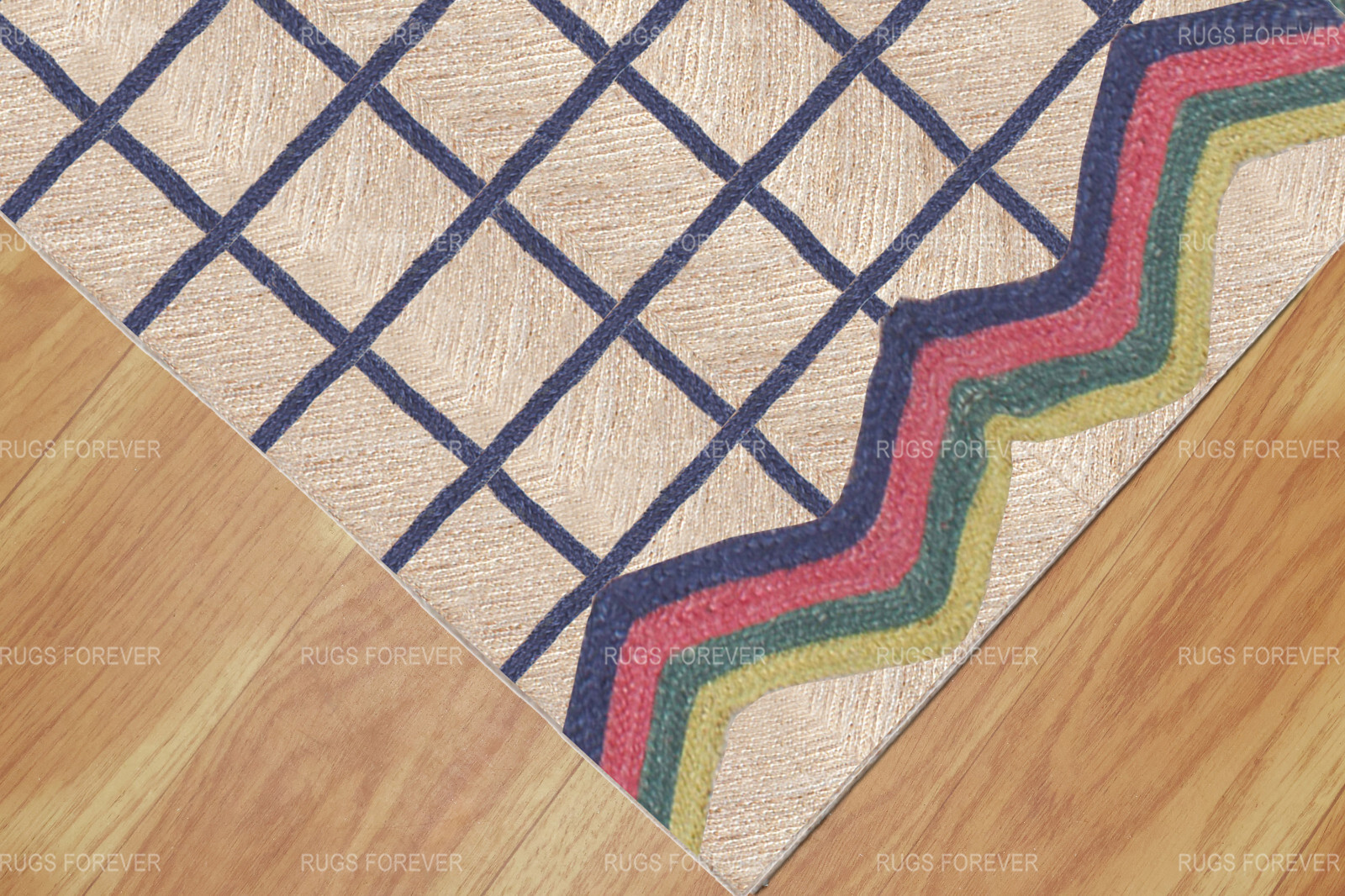 Natural Jute Rug Blue Runner Area Rug Hand Braided Living Room Kilim 4×6 8×10 Ft