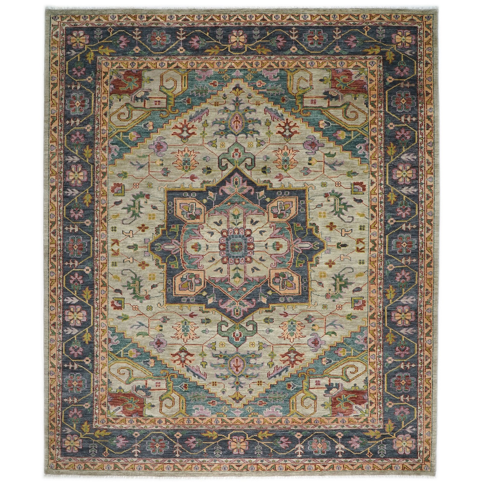11’10”x15’1” Hand Knotted Wool Mint Oushak Herizz Rug