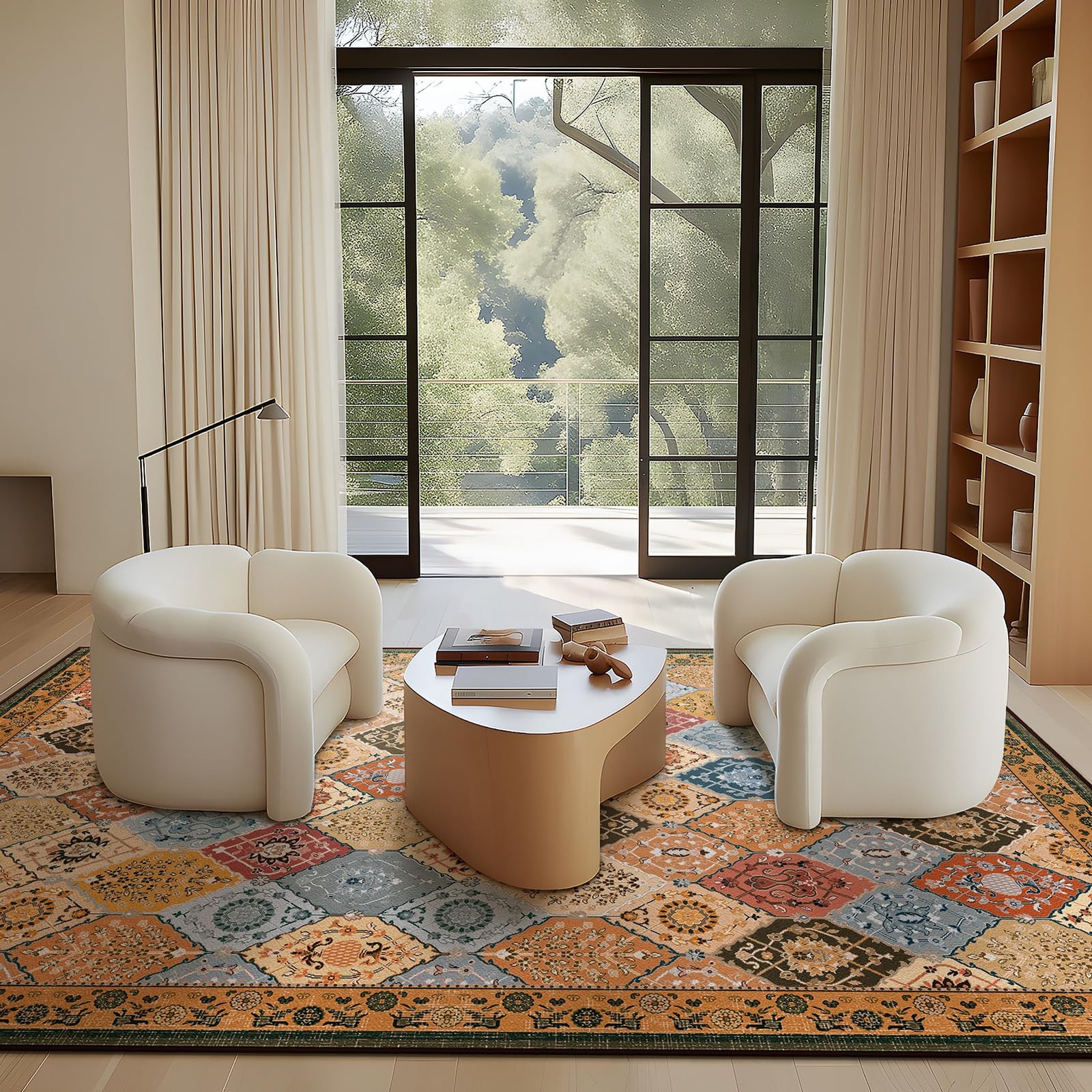 Phantoscope Area Rug 9’x12′ Distressed Moroccan Mosaic Diamond Pattern