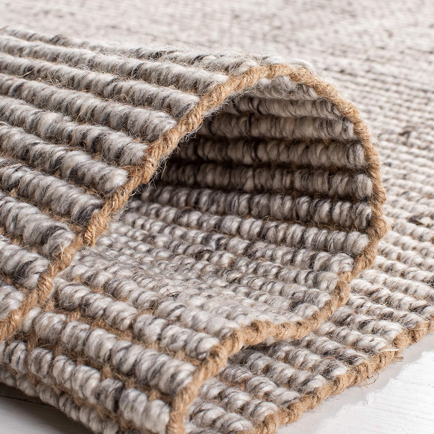 Handmade Silver & Natural Jute Area Rug 6′ x 9′ – Perfect for High Traffic Areas