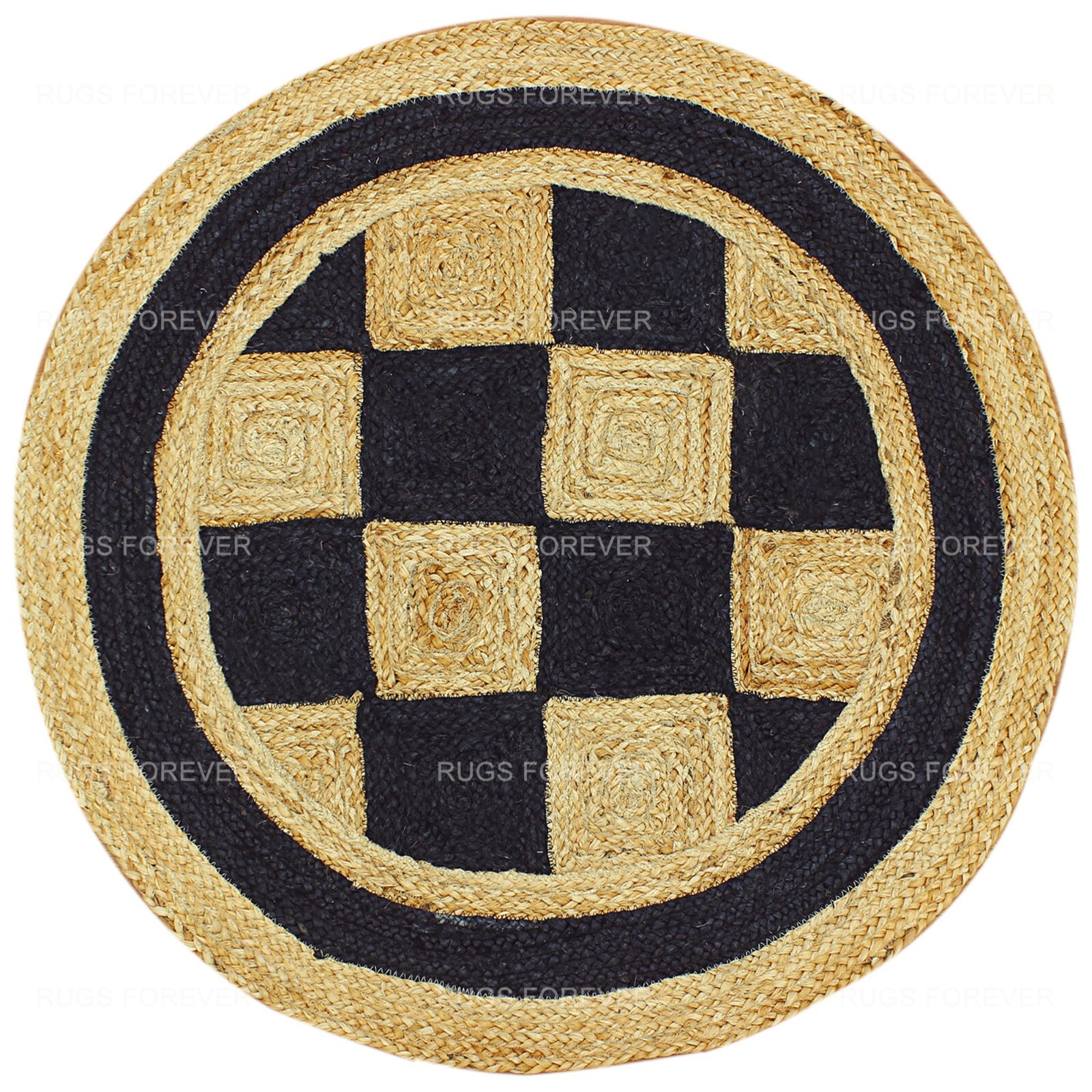 Rug Natural 100% Jute Braided Round Living Room Carpet Area Rug 3×3 7×7