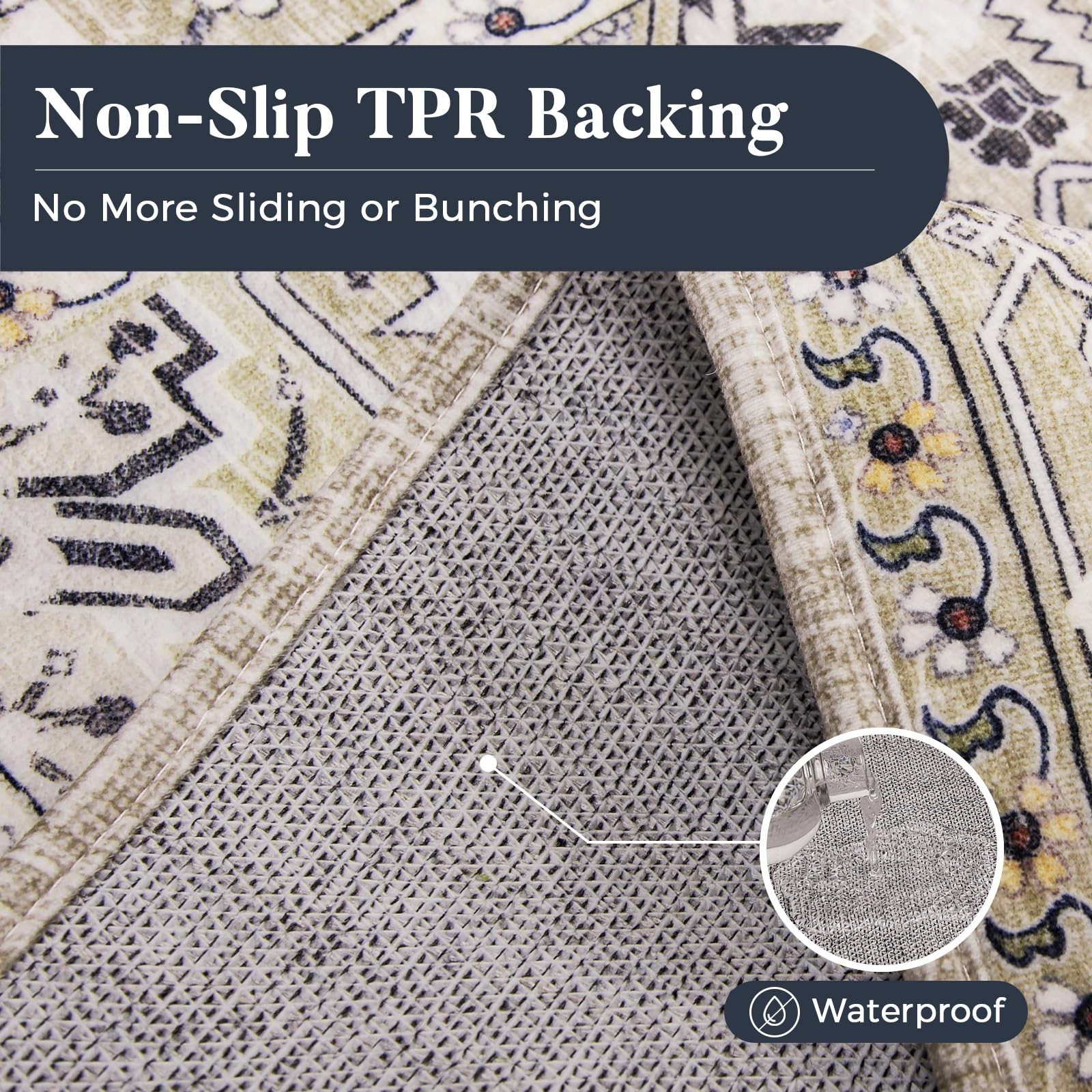Vintage Farmhouse Boho Runner Rug 2’6″ x 6′, Non-Slip Machine Washable Rug, A…