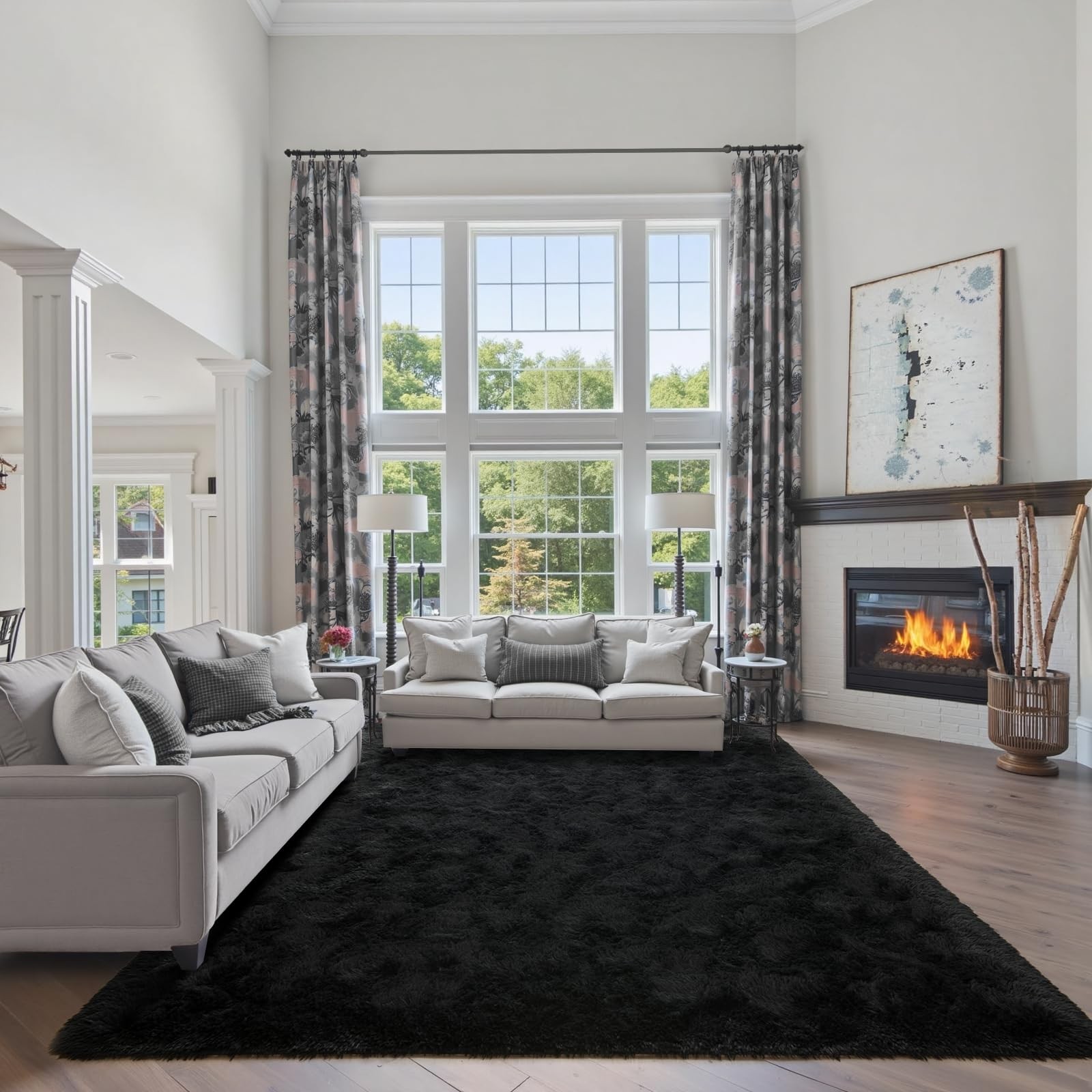 FinRèc 6×9 Feet Black Rugs for Bedroom Living Room, Plush Shag Area Rug, Non…