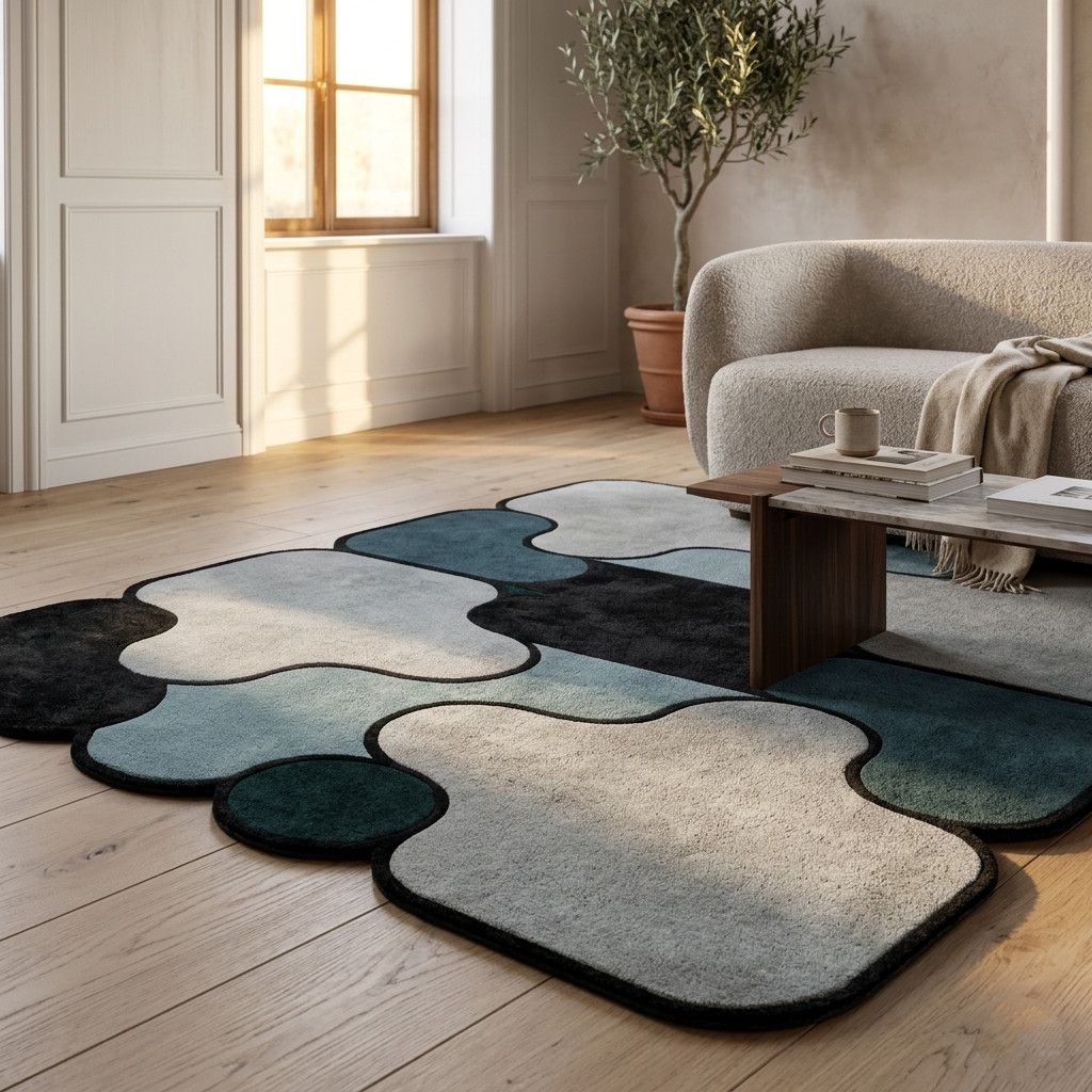 Modern Hand Tufted Irregular Rug Abstract Shape Living Room Area Rugs Carpet