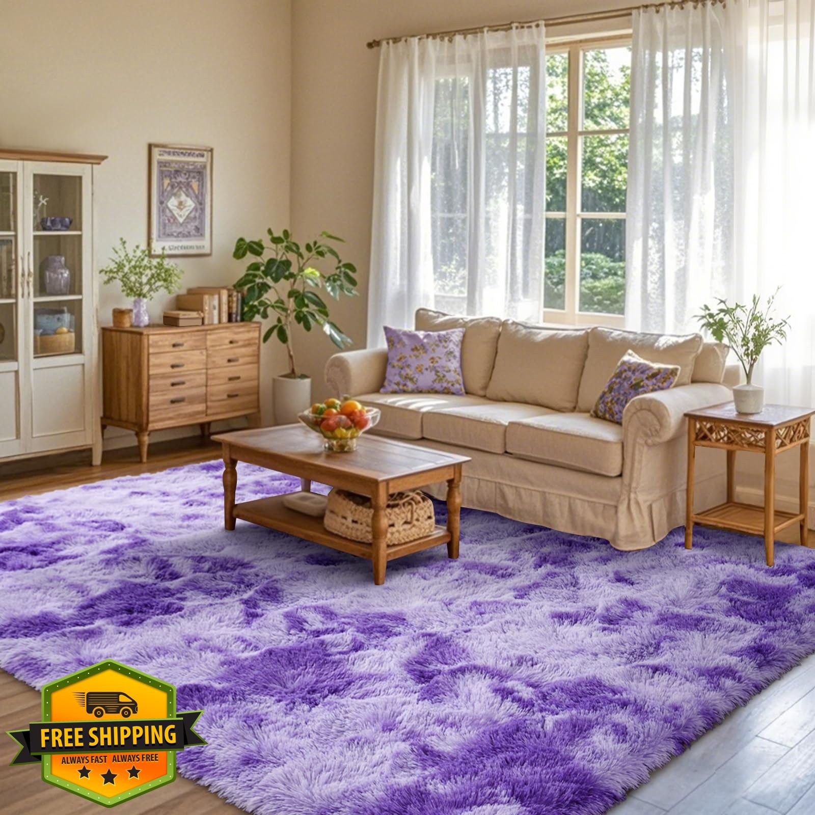 LòutiRoot Home Tie-dye Purple 4×6 Rug
