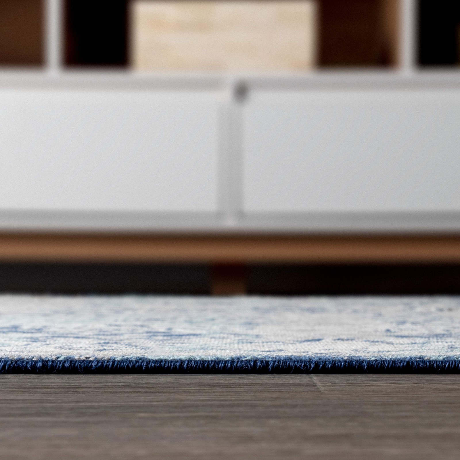 Navy and Light Grey 4×6 Soft Durable Rectangle Area Rug for Families and Pets