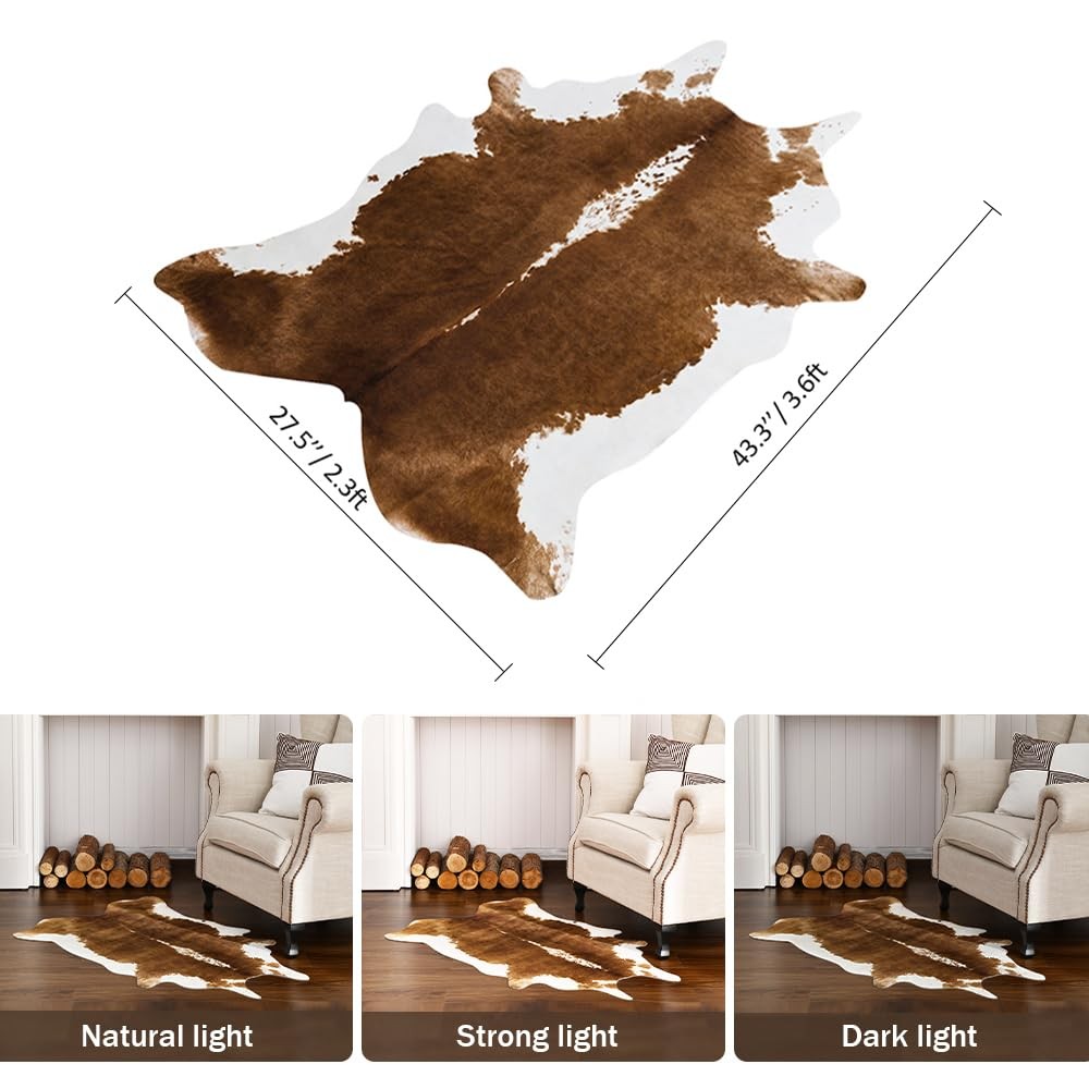 Cowhide Rug, Cute Cow Print Rug for Living Room Faux Cow Hide Animal Print Ca…