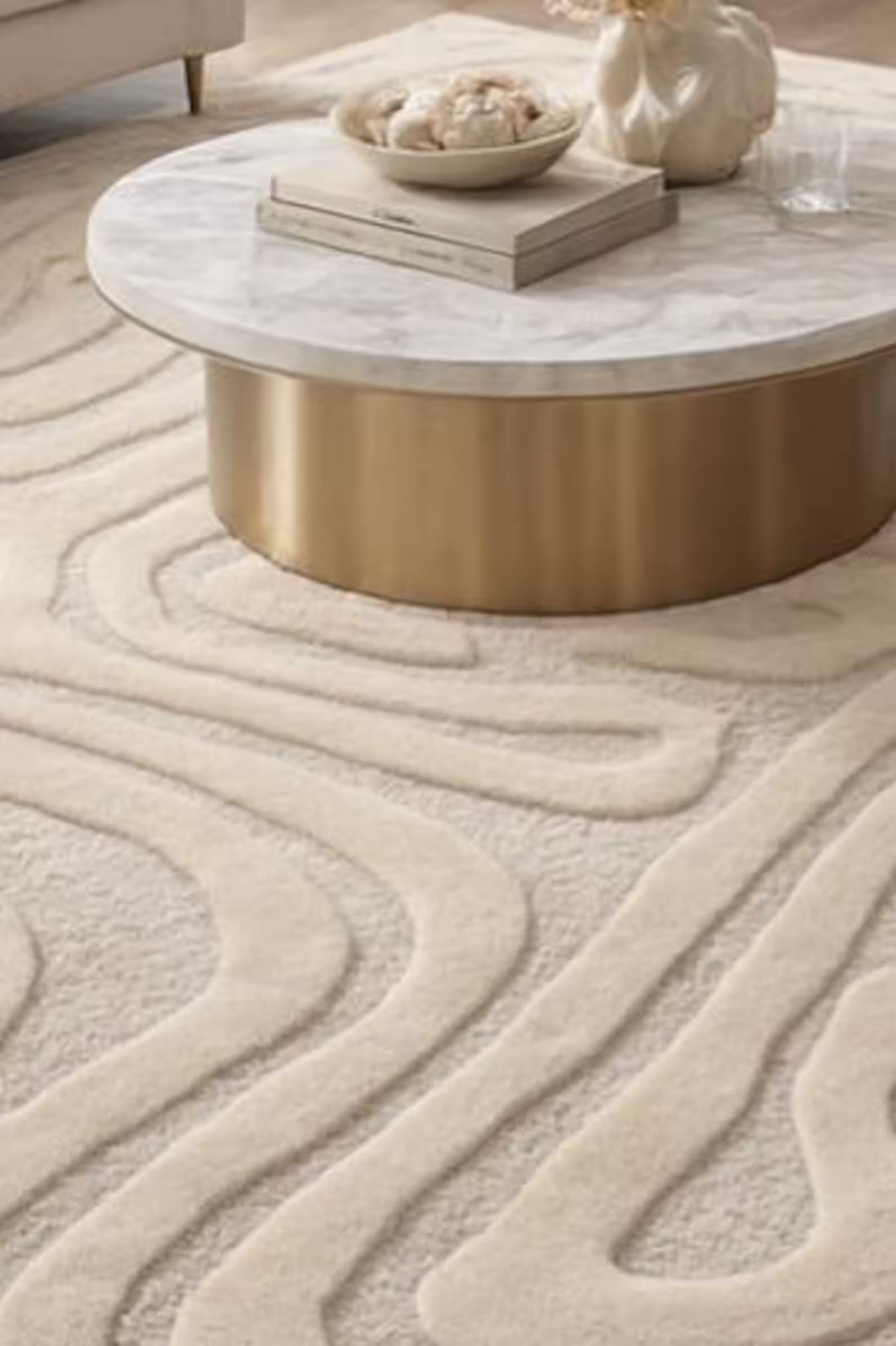 Handmade Ivory Cream Hand Tufted Wool Rug | High Low Pile for home decor