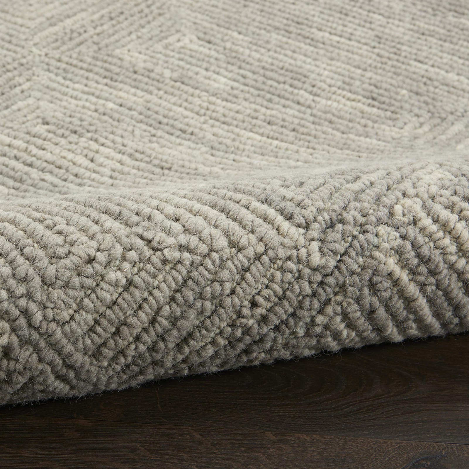 Pemberly Row 93×117″ Rectangle Contemporary Wool Area Rug in Ivory