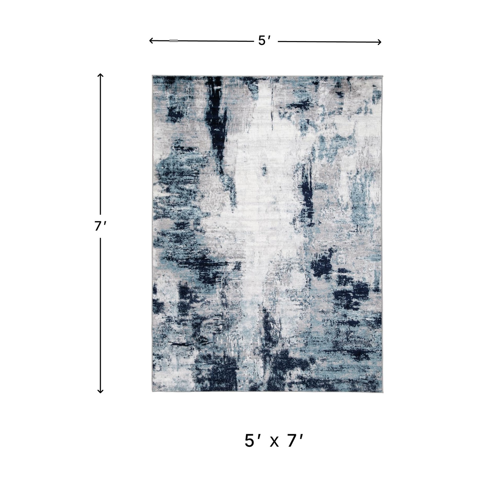 By Ashley Leonelle Contemporary 5 X 7 Medium Pile Abstract Design Rug Cream Blue