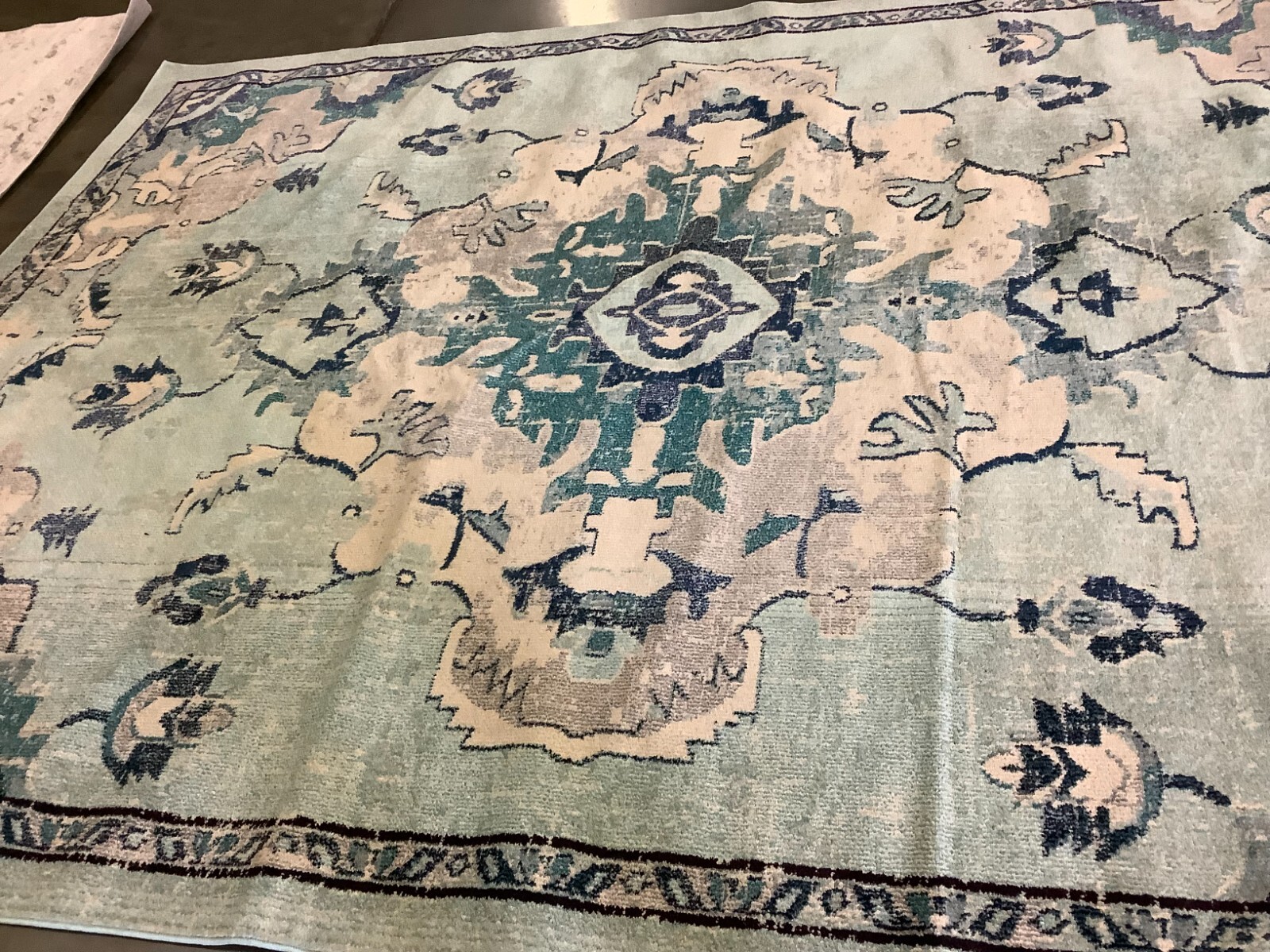 TEAL / BEIGE 9′ X 12′ Flaw in Rug, Reduced Price 1172667217 MAD484J-9
