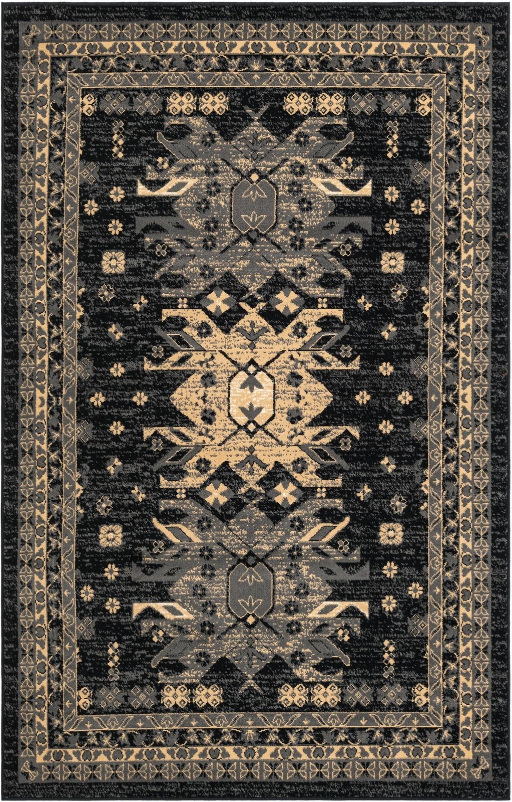 Unique Loom Taftan Collection Border Geometric Tribal Inspired Design Area Rug