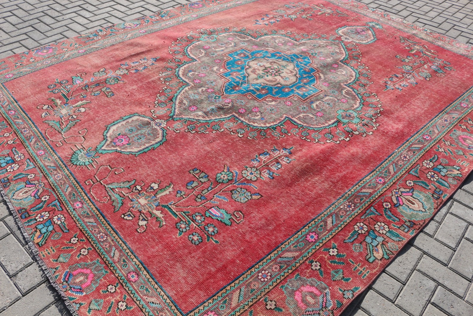 Turkish Rug 8,8×11,6 ft (269×354 cm), Red Oriental Vintage Rug