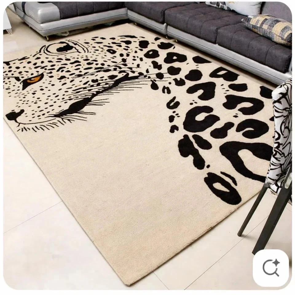 Hand Tufted Leopard Design Area Rug – Modern Animal IN 100% Wool rug in siz 8×10