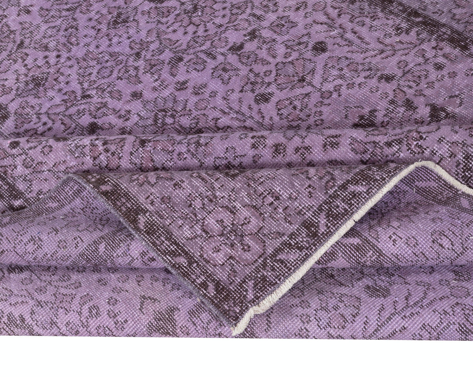 5.7×9.6 Ft Modern Hand Knotted Floral Patterned Turkish Rug in Purple Color