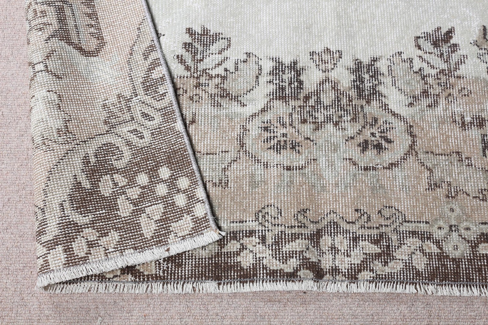 4,5×8,6 ft Rug, Area Vintage Rug, Brown Abstract Rug