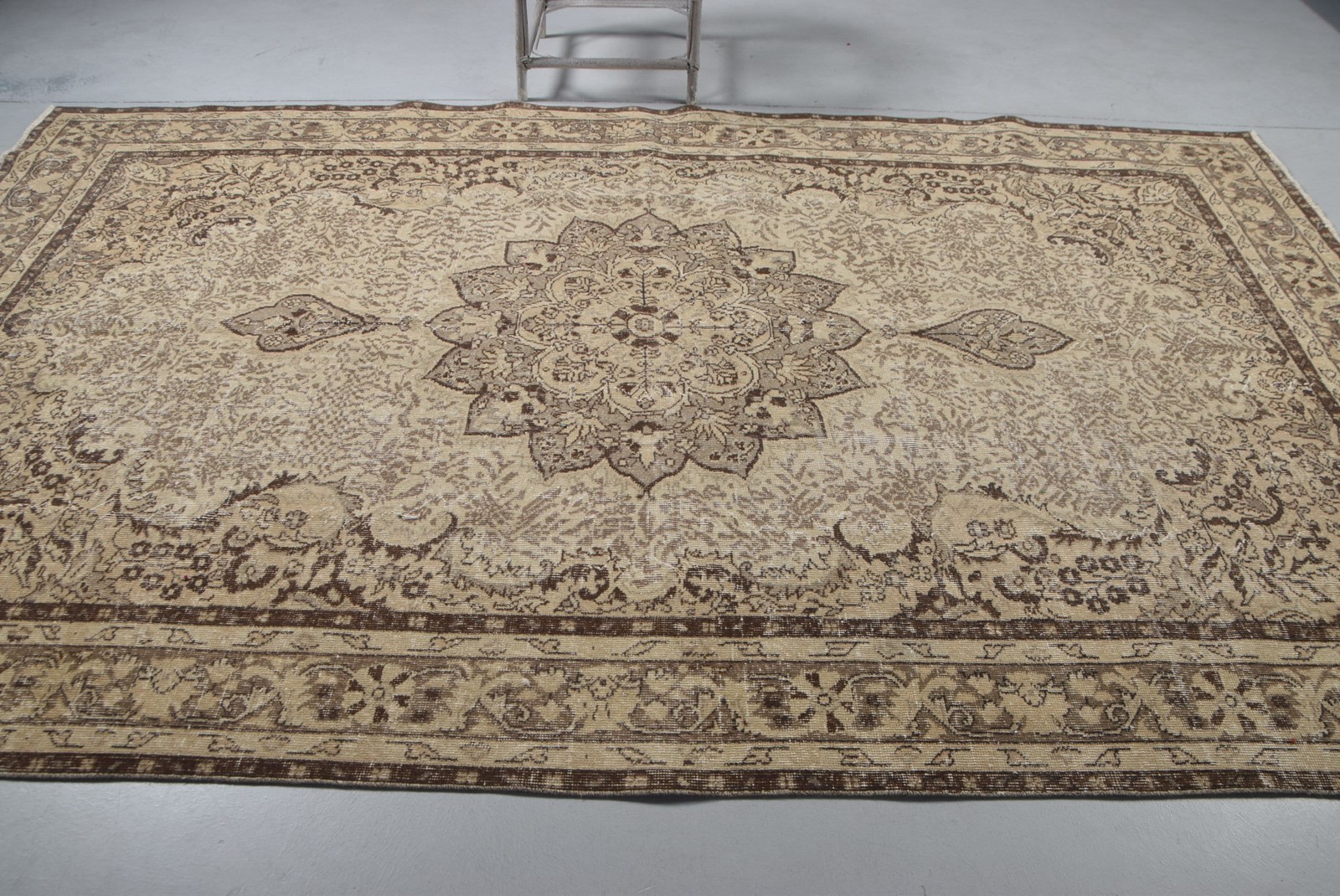 6,8×11 ft Vintage Rug, Rug Rug, Brown Ombré Rug Wool