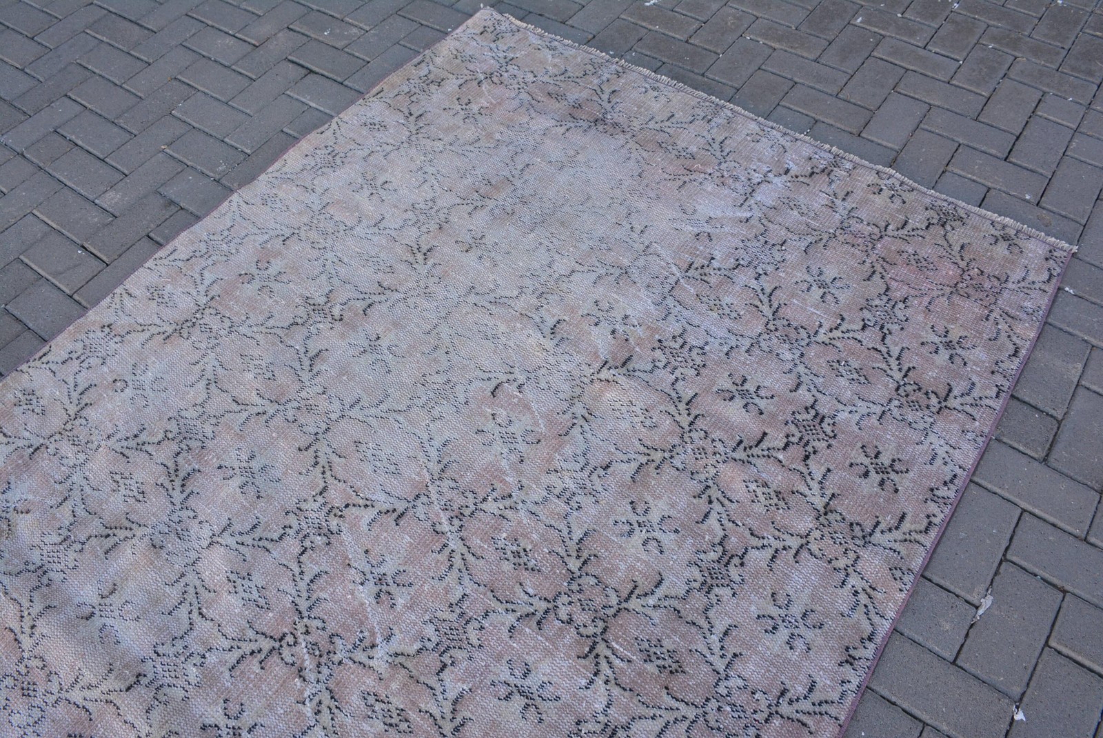 5,1×10,1 ft Rug, Vintage Turkish Rug, Gray Floral Rug