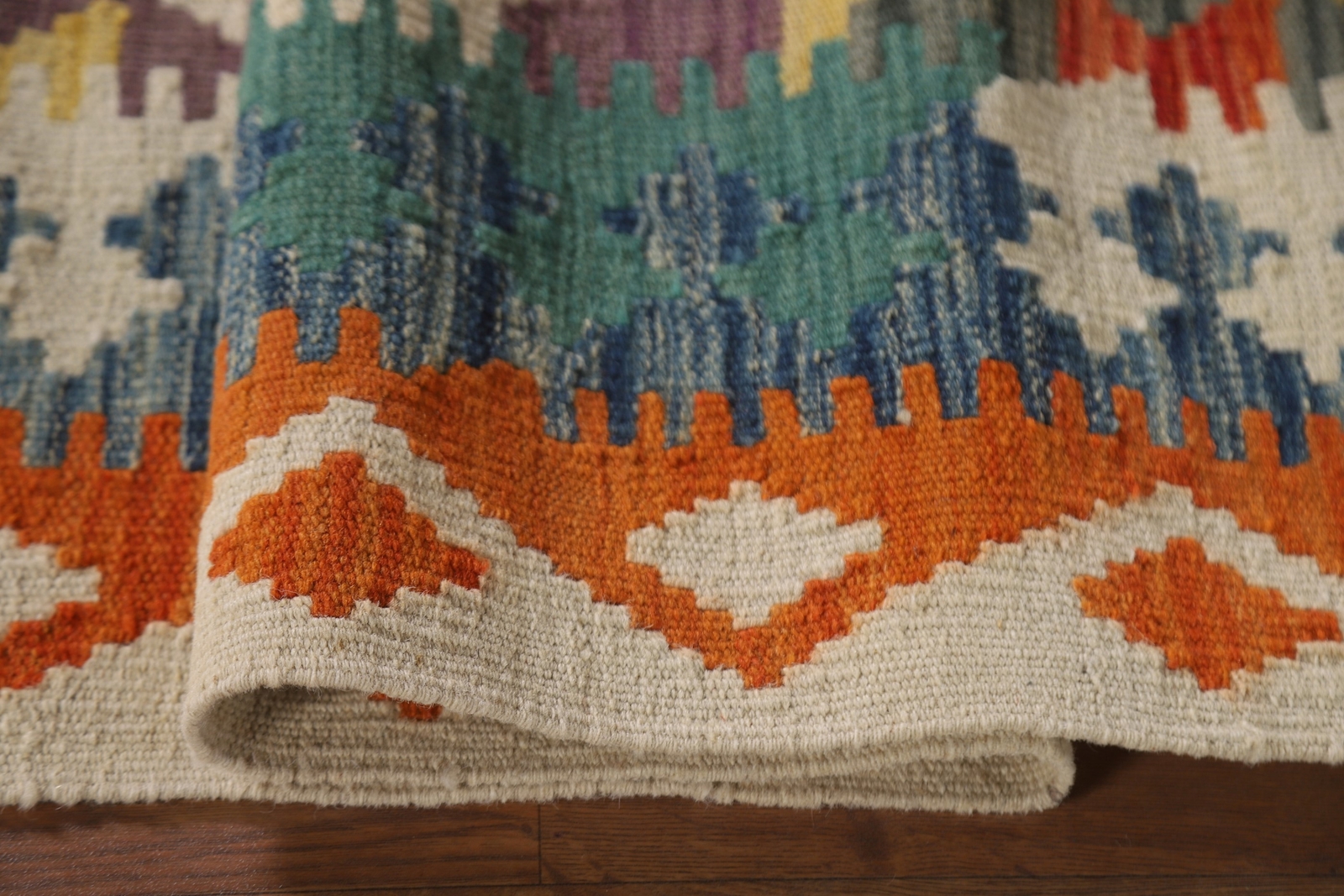 Reversible Kilim 4×6 ft. Tribal Geometric Oriental Rug Hand-woven Wool Carpet